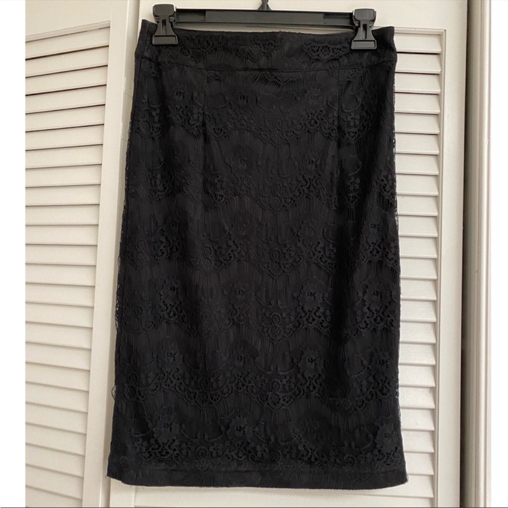 Tulle black lace pencil skirt, S